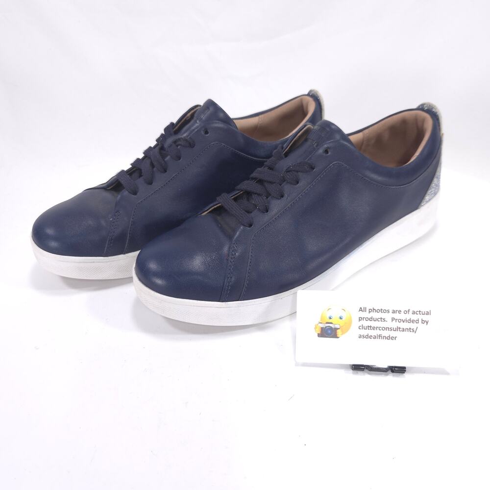 Fit Flop Lace Up Leather Sneaker Shoe Womens Size 8 SM3-826 Blue